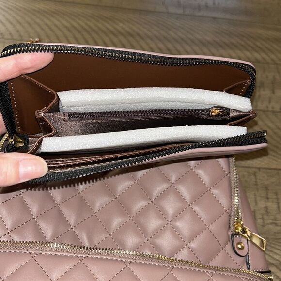 NWT Vegan 🌱 Quilted Backpack 🎒 & Wallet Set Adjustable straps Dusty Rose 🌹 - Picture 4 of 16